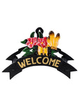 8" Black Yellow And Pink Iron Floral Bouquet Welcome Garden Hose Hanger