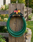 8" Black Yellow And Pink Iron Floral Bouquet Welcome Garden Hose Hanger