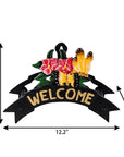 8" Black Yellow And Pink Iron Floral Bouquet Welcome Garden Hose Hanger