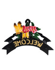 8" Black Yellow And Pink Iron Floral Bouquet Welcome Garden Hose Hanger
