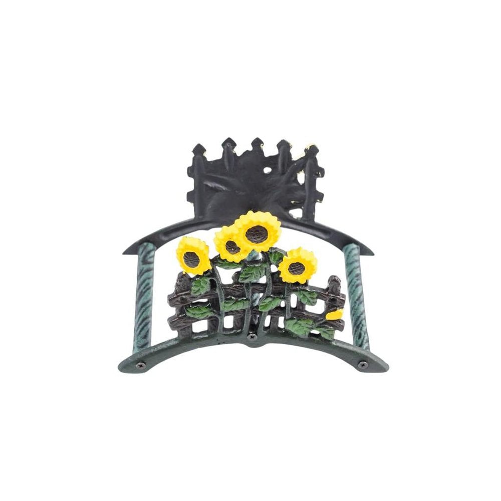 7" Yellow Black And Green Iron Sunflowers Garden Hose Hanger