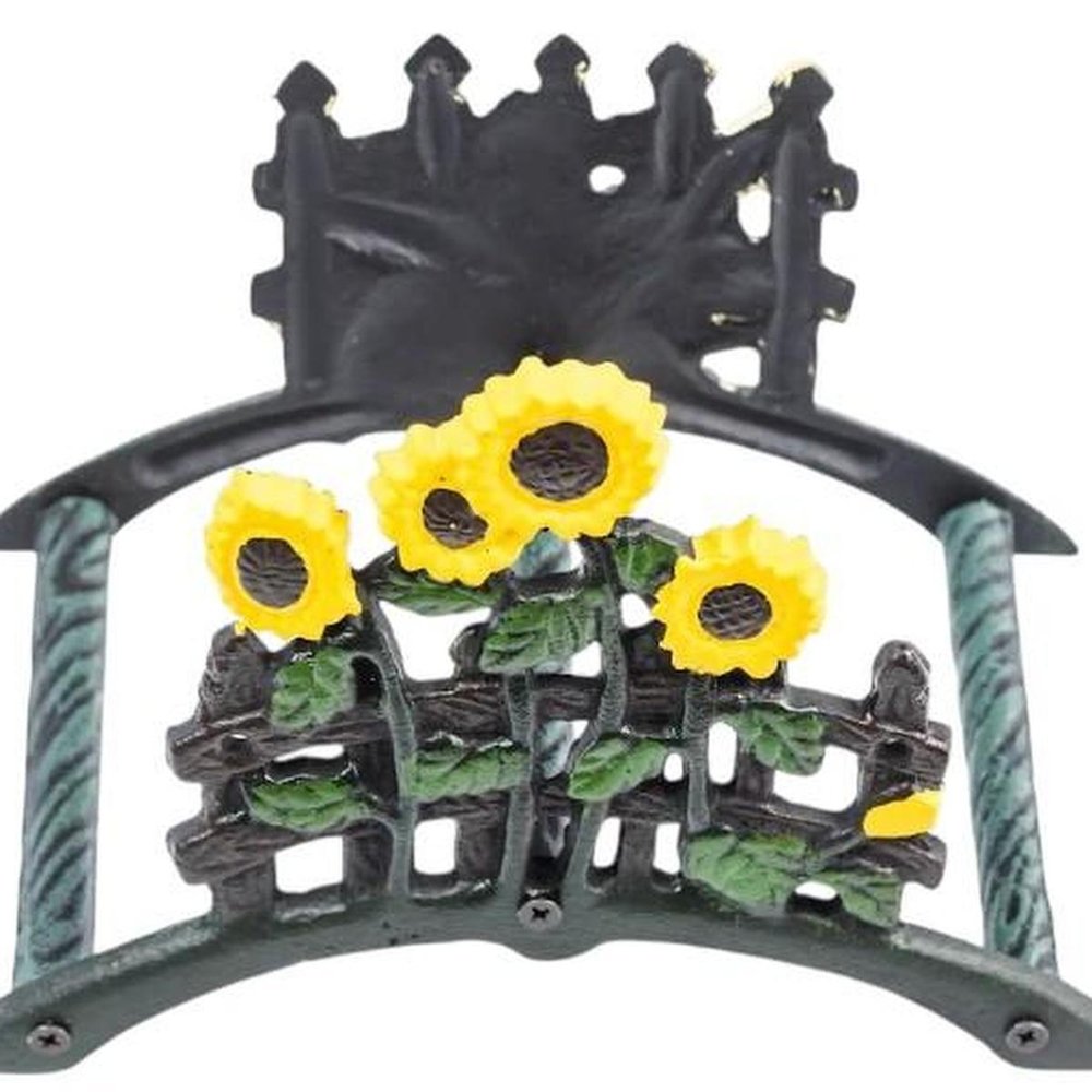 7" Yellow Black And Green Iron Sunflowers Garden Hose Hanger