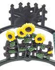 7" Yellow Black And Green Iron Sunflowers Garden Hose Hanger