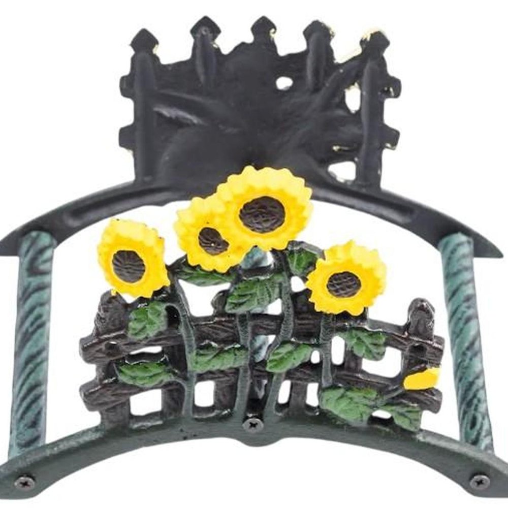 7" Yellow Black And Green Iron Sunflowers Garden Hose Hanger