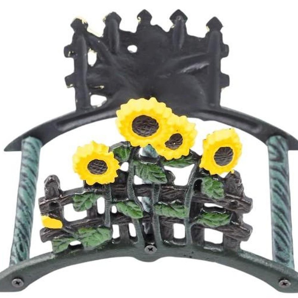 7" Yellow Black And Green Iron Sunflowers Garden Hose Hanger