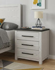 24" Beige Wood Two Drawer Nightstand