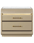 24" Gold Wood Lighted Two Drawer Nightstand