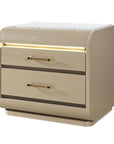 24" Gold Wood Lighted Two Drawer Nightstand