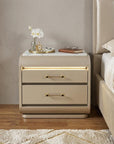 24" Gold Wood Lighted Two Drawer Nightstand
