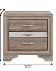 26" Natural Wood Two Drawer Nightstand