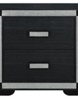 26" Charcoal Wood Faux Crystal Bling Two Drawer Nightstand