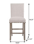 Set of Two 26" White Fabric And Wood Counter Height Bar Chairs