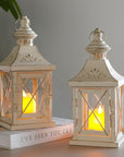 Set of Two White Glass Tabletop Candelabra Candle Holders