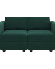 64" Green And Black Velvet Modular Loveseat With Storage