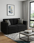64" Green And Black Velvet Modular Loveseat With Storage