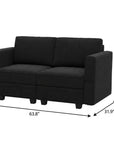 64" Green And Black Velvet Modular Loveseat With Storage