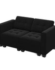 64" Black Velvet Modular Loveseat With Storage