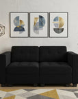 64" Black Velvet Modular Loveseat With Storage