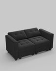 64" Black Velvet Modular Loveseat With Storage