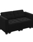 64" Black Velvet Modular Loveseat With Storage