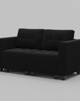 64" Black Velvet Modular Loveseat With Storage