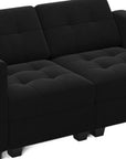 64" Black Velvet Modular Loveseat With Storage