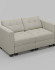 64" Black Velvet Modular Loveseat With Storage