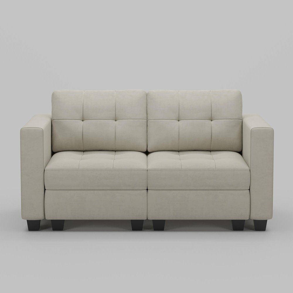 64" Black Velvet Modular Loveseat With Storage