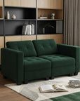 64" Black Velvet Modular Loveseat With Storage