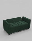 64" Black Velvet Modular Loveseat With Storage