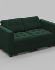 64" Black Velvet Modular Loveseat With Storage