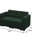 64" Black Velvet Modular Loveseat With Storage