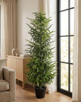 Set of Two 60" Green Artificial Pine Tree In Round Black Pot