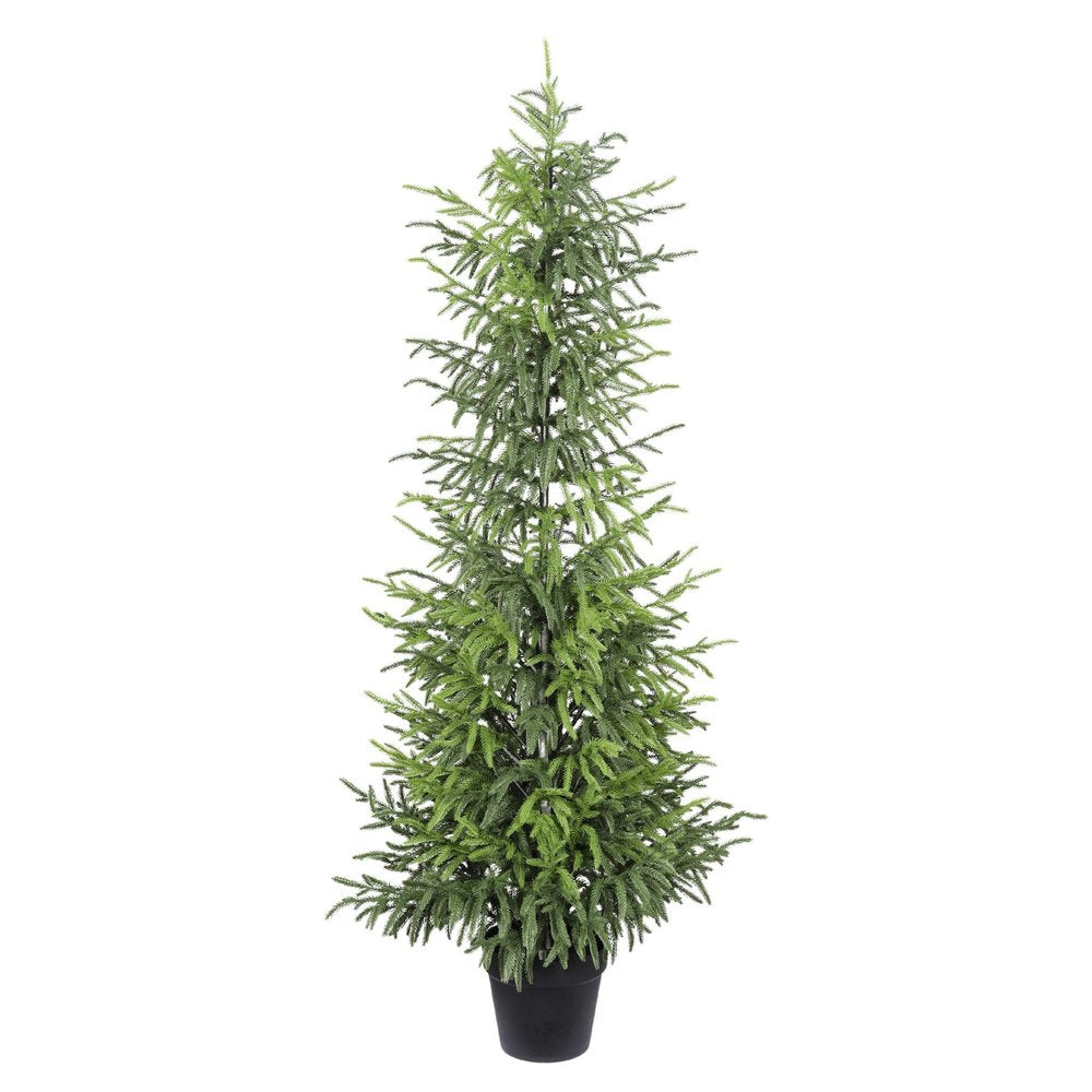 48" Green Artificial Pine Tree In Round Black Pot