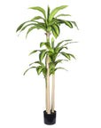 60" Green Artificial Dracaena Tree In Round Black Pot
