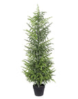 60" Green Artificial Pine Tree In Round Black Pot