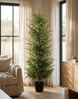 60" Green Artificial Pine Tree In Round Black Pot