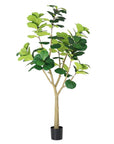 84" Green Artificial Fiddle Leaf Tree In Round Black Pot