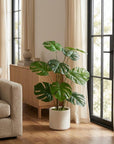 Set of Two 30" Green Artificial In Round White Pot