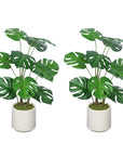 Set of Two 30" Green Artificial In Round White Pot