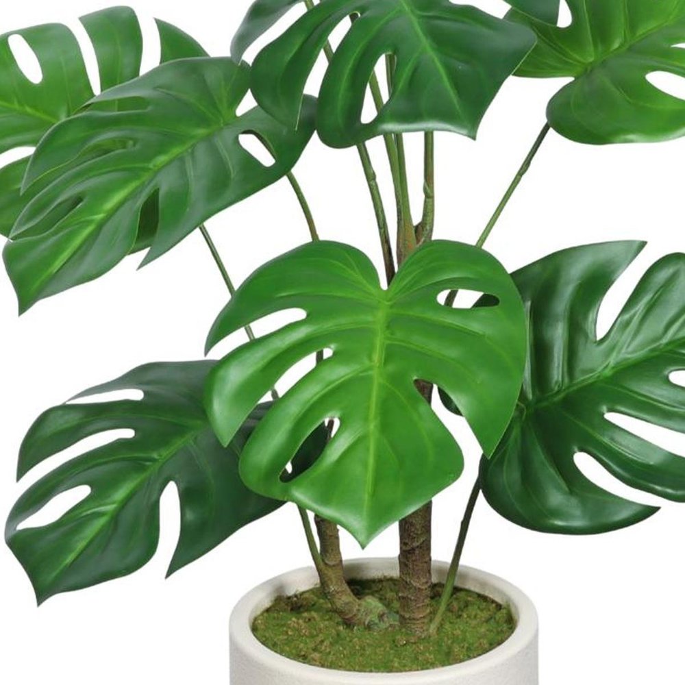 Set of Two 30" Green Artificial In Round White Pot