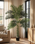 60" Green Artificial Palm Tree In Round Black Pot