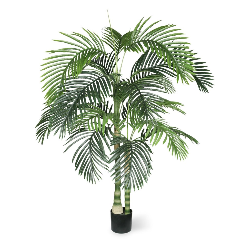 60" Green Artificial Palm Tree In Round Black Pot