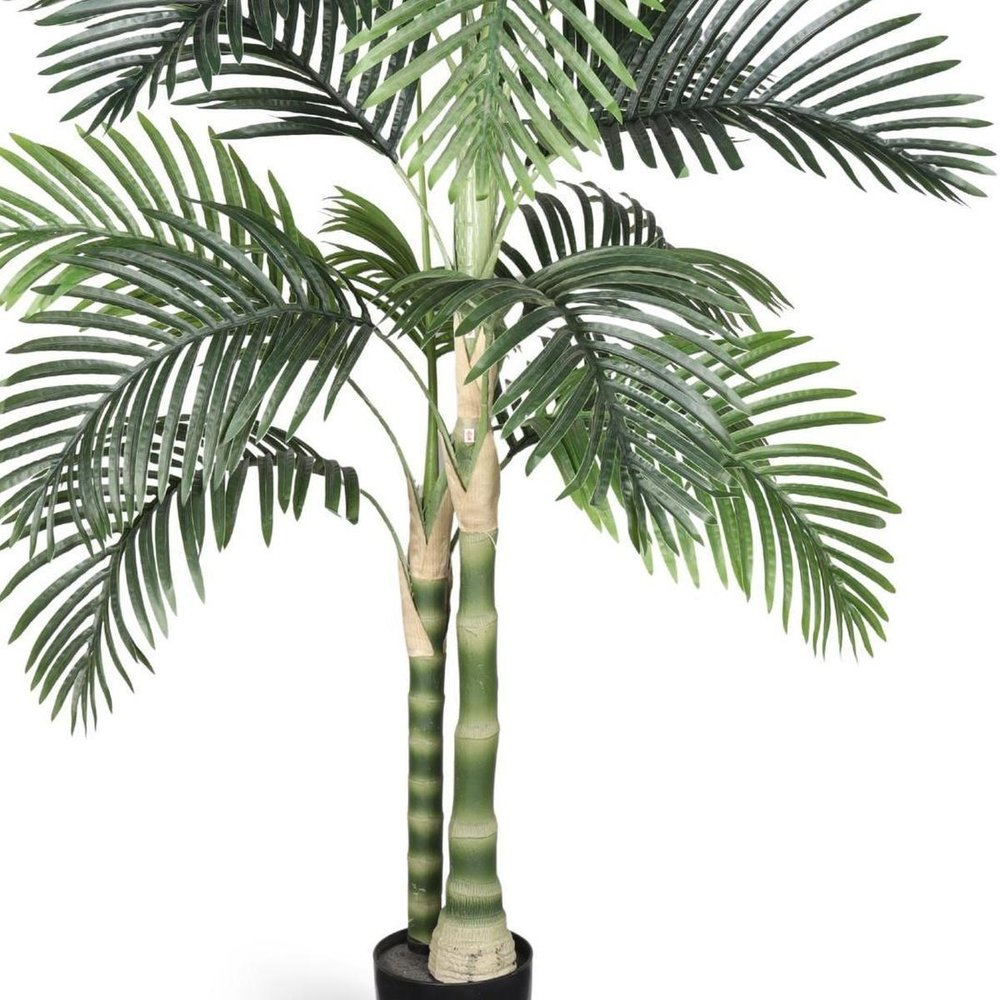 60" Green Artificial Palm Tree In Round Black Pot