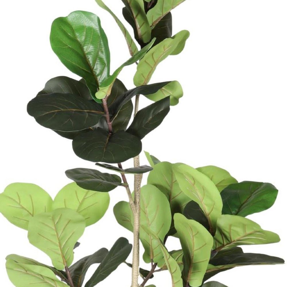 72" Green Artificial Fiddle Leaf Tree In Round Black Pot