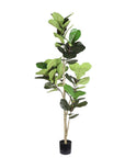 72" Green Artificial Fiddle Leaf Tree In Round Black Pot