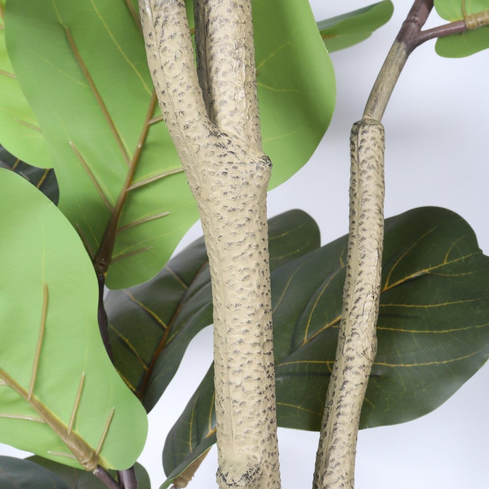 72" Green Artificial Fiddle Leaf Tree In Round Black Pot