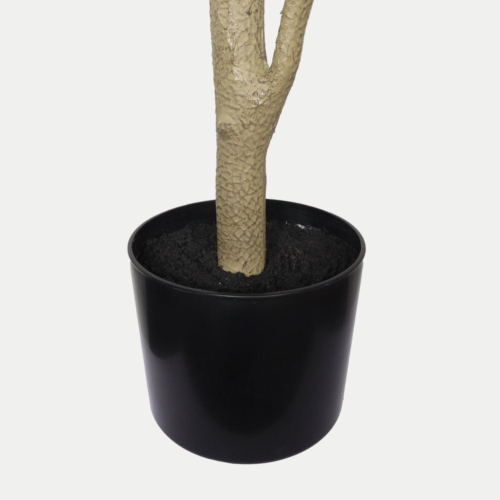 72" Green Artificial Fiddle Leaf Tree In Round Black Pot