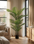 Set of Two 62" Green Artificial Palm Tree In Round Black Pot