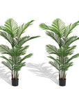 Set of Two 62" Green Artificial Palm Tree In Round Black Pot